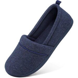 Women's Dark Blue Lightweight Loafer Memory Foam Non Slip Slippers Boot Shoes
